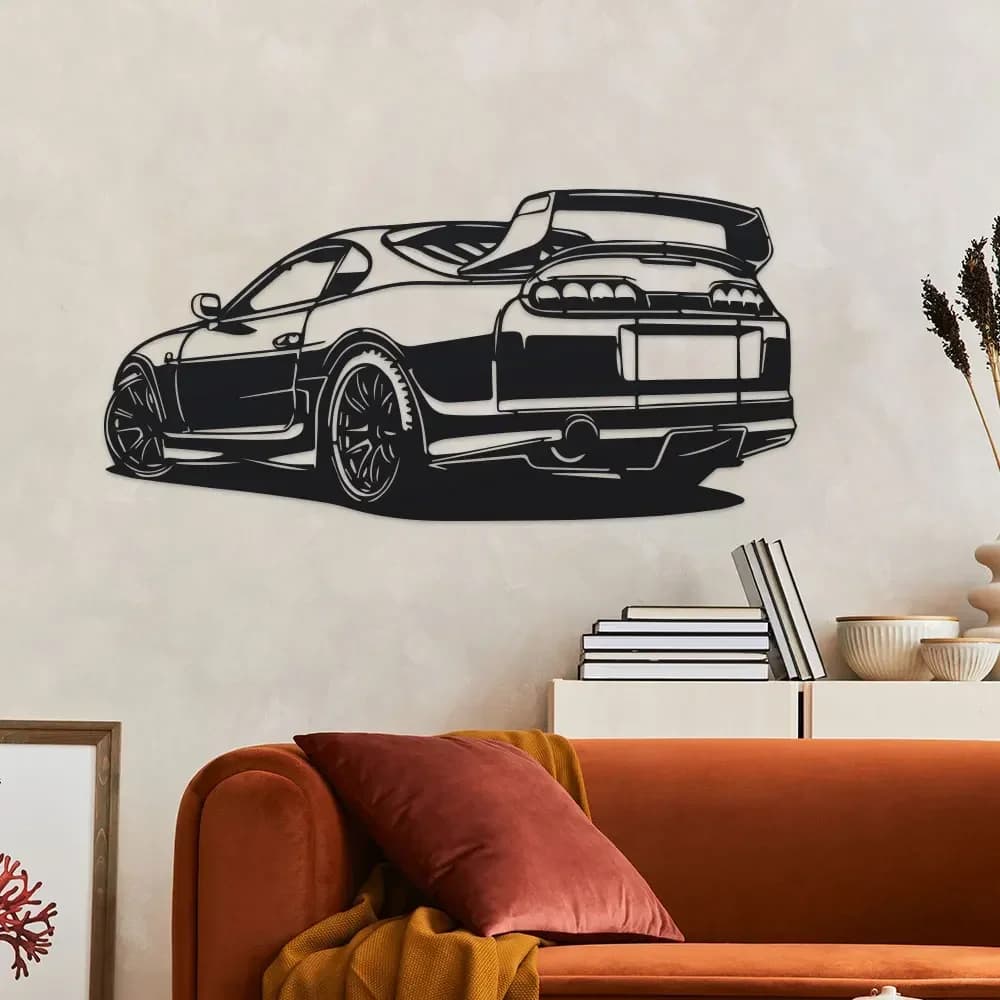 Décoration murale en métal pour voiture de luxe moderne - Design élégant en fer noir, parfait pour le bureau, le salon, la chambre, la terrasse, la cuisine 1 pièce