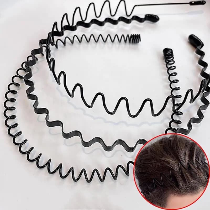 7 Styles de mode bandeau de cheveux en métal pour hommes femmes unisexe noir ondulé cheveux tête cerceau bande sport bandeau bandeau accessoires cadeau