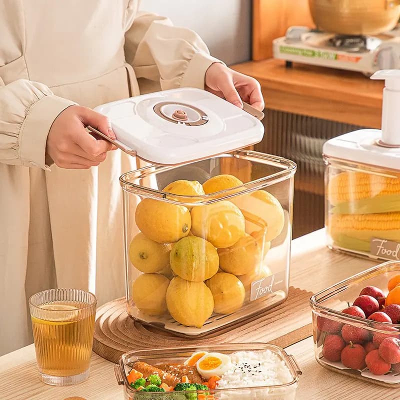 Récipient de Stockage Transparent avec Pompe à Vide, Boîte de Conservation des citrouille, Distributeur Scellé, Grande Capacité