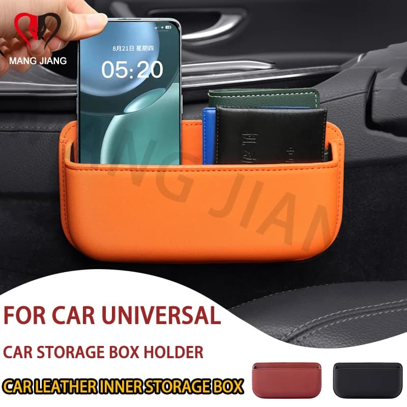 Sac de rangement de poche latéral de voiture, sac de rangement en cuir PU, sac de rangement de porte, boîte porte-monnaie de téléphone, accessoires d'intérieur