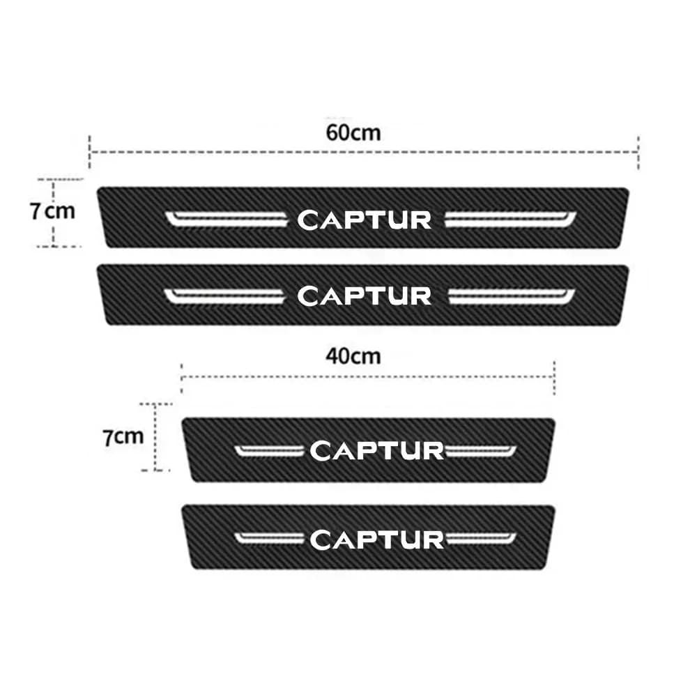 Autocollants de Film de protection pour garniture de seuil de porte de voiture, plaque de protection pour Renault CAPTUR Logo bande de seuil de coffre, autocollants imperméables