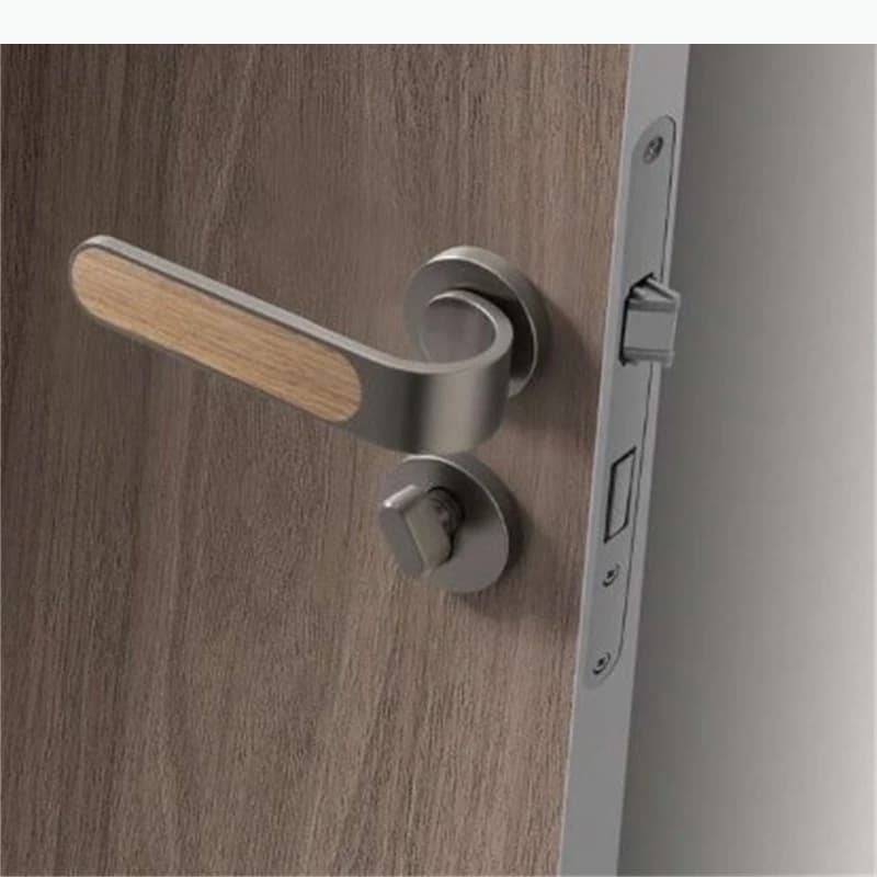 Serrure de porte universelle en métal à poignée en bois, silencieuse, pour usage domestique, sécurité pour salon, accessoires de quincaillerie de porte