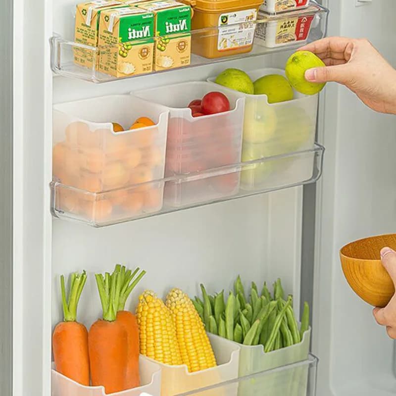 Boîte de rangement pour réfrigérateur, organisateur de porte latérale de réfrigérateur, bac de cuisine, congélateur, panier alimentaire, conteneur, étui d'organisation pour la maison