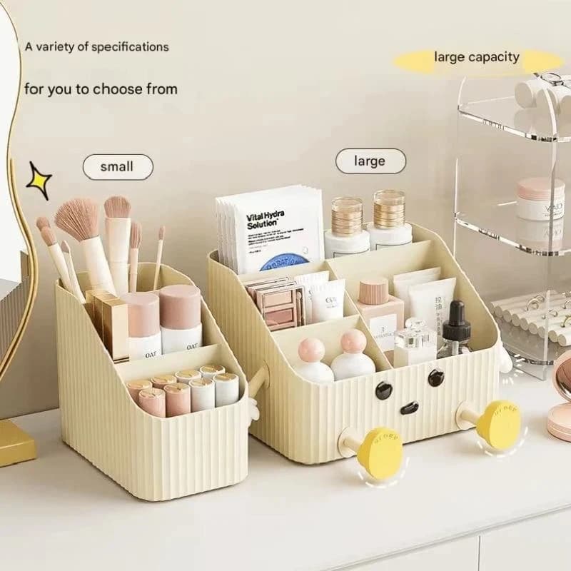 ㈅ Panier de rangement cosmétique en plastique, accessoire de salle de bain, organisateur de bureau, rangement pour la maison et le dortoir