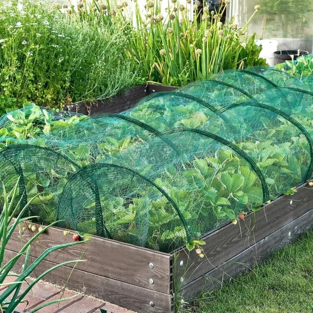 Serre tunnel pliable verte avec armature métallique et filet de protection pour plantes, protection UV, tunnel de jardin portable