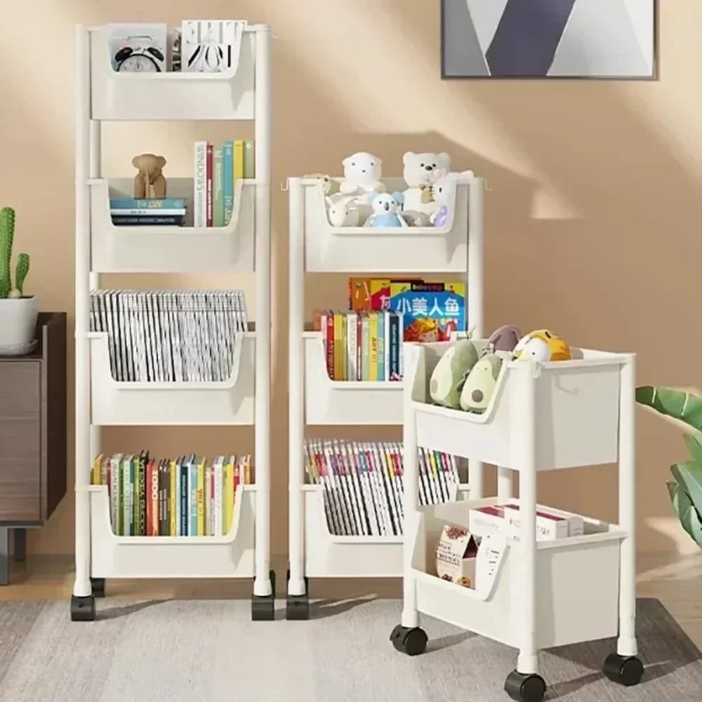 Chariot de rangement roulant polyvalent à 2 à 5 niveaux avec roulettes, parfait pour salle de bain, cuisine, bureau, épicerie idéale, collations, jouets, livres, articles de toilette