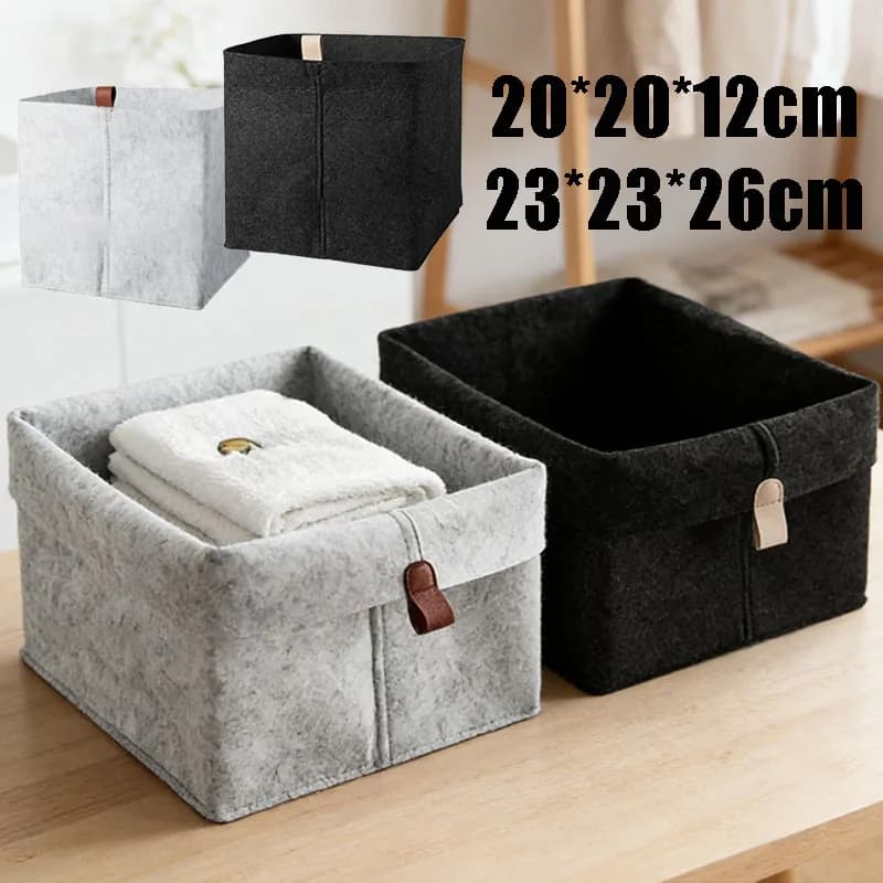 Panier de rangement en feutre, boîte organisateur de bureau, organisateur multifonction, rangement pour vêtements, magazines, noir gris, décoration intérieure