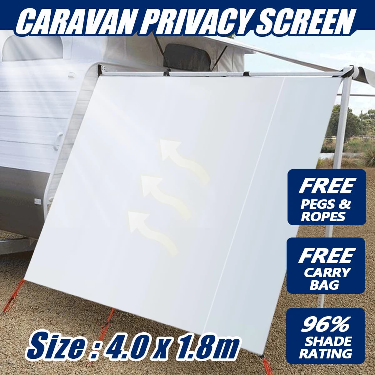 Écran de Confidentialité pour Caravane de 4x1.8m, Auvent Latéral de Voiture, Tente de Toit, Abri Solaire, SUV, Camping, Kit d'Accessoires