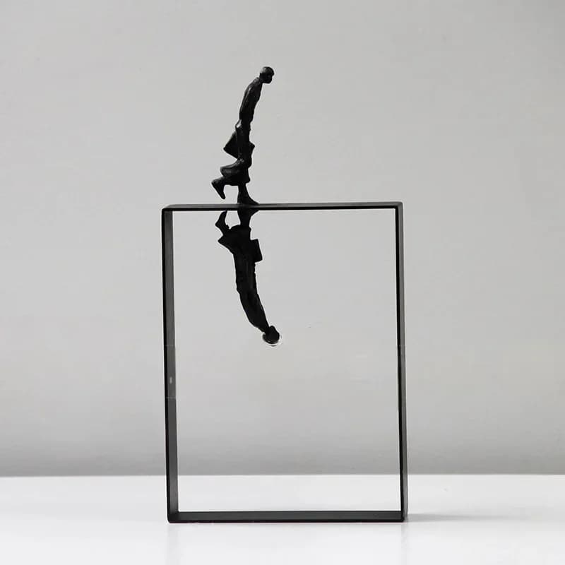 Décoration en métal, minimalisme, sculpture abstraite réfléchissante, décoration de bureau et de maison, sculpture, modèle miniature