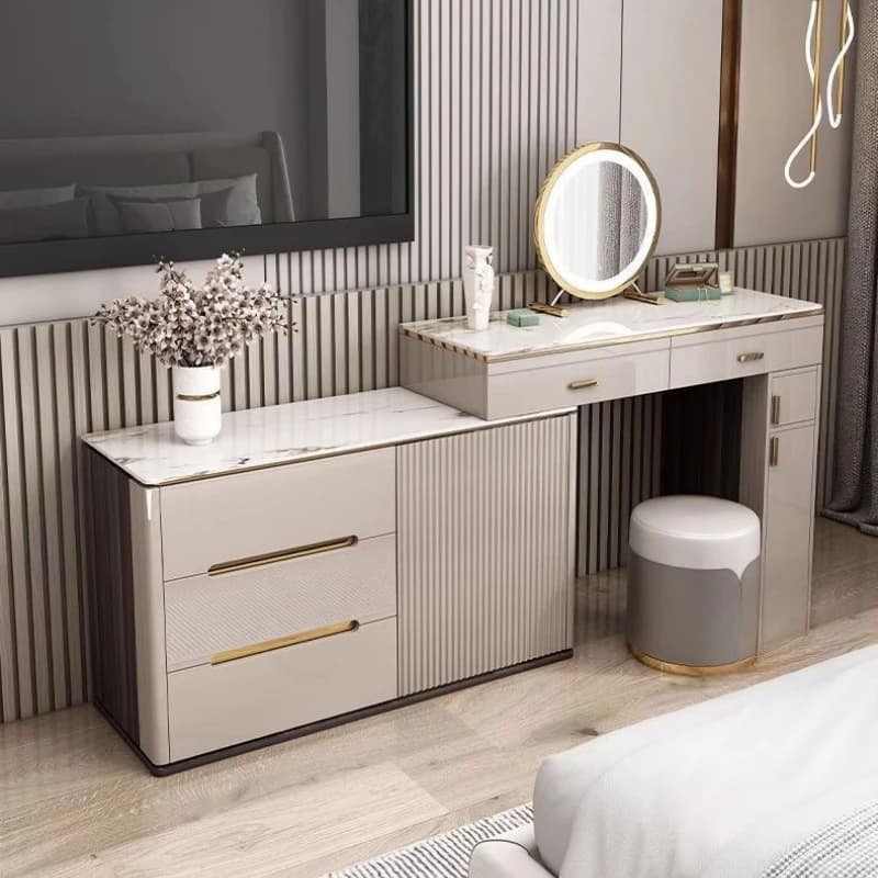 Organisateur de rangement coiffeuse tabouret moderne en bois massif coiffeuse tiroir classique Tocador Maquillaje meubles de chambre