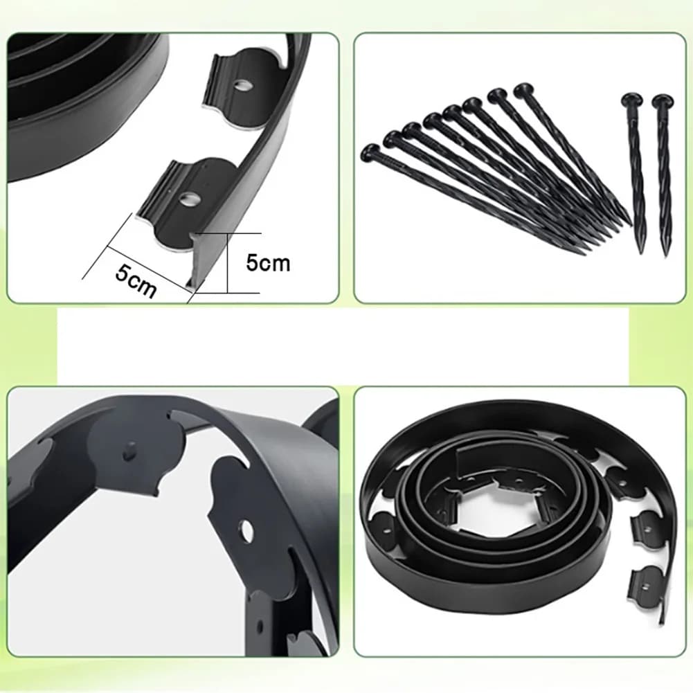 Kit de bordure de paysage de 10M, barrière de jardin fixe, bordure en plastique pour pelouse, bordure de jardin, bobine pour pelouse, cour, voie