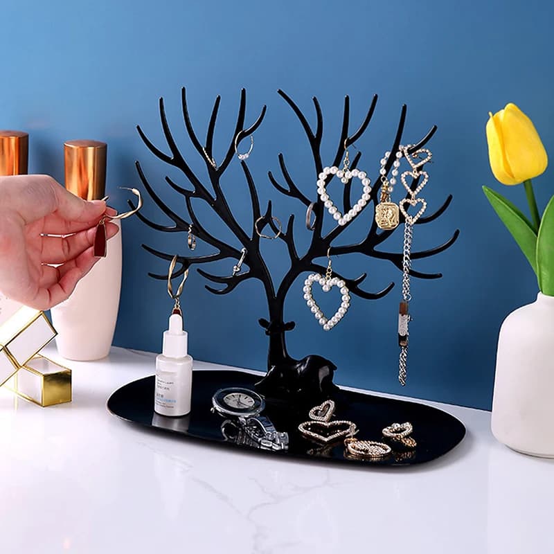 Présentoir à bijoux, plateau, supports de rangement d'arbre, boucles d'oreilles, colliers, bagues, boîtes à bijoux, étui organisateur de bureau, support de maquillage, décor
