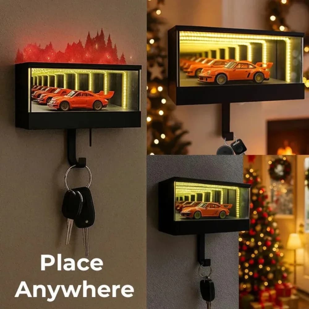 Porte-clés de garage, organisateur mural lumineux pour clés de voiture avec crochet LED Infinity, décoration créative pour la maison