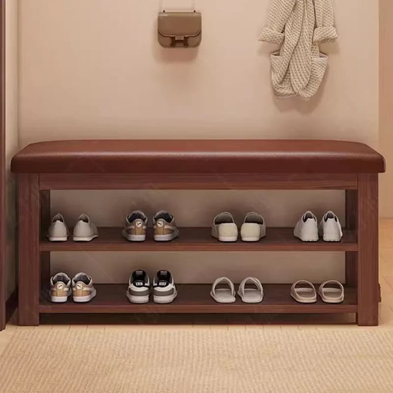 Organisateur de banc, meuble de rangement pour chaussures, étagère à chaussures mobile de luxe en bois pour salon, mobilier d'hôtel