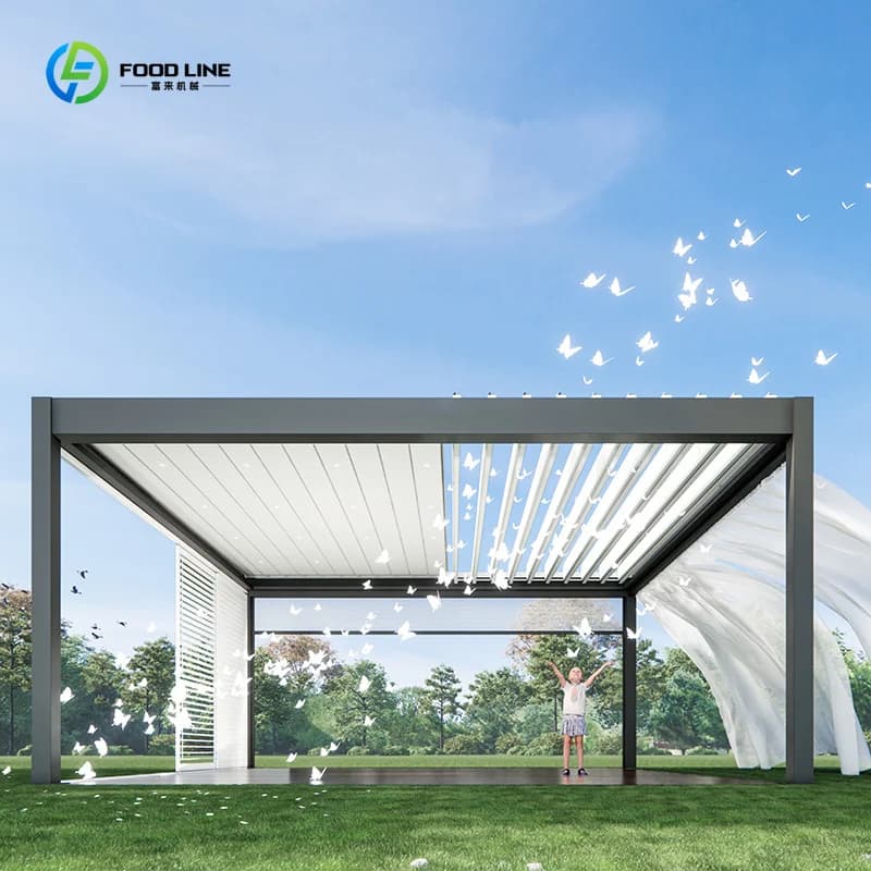 Pergola en aluminium couleur personnalisée, thermolaquée avec écran pour abri de voiture et ombrage de jardin sur mesure
