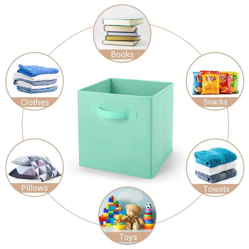 Boîte de rangement pliable en tissu non tissé, boîte de rangement pour la maison, le placard et les jouets, boîte de rangement pour vêtements et livres