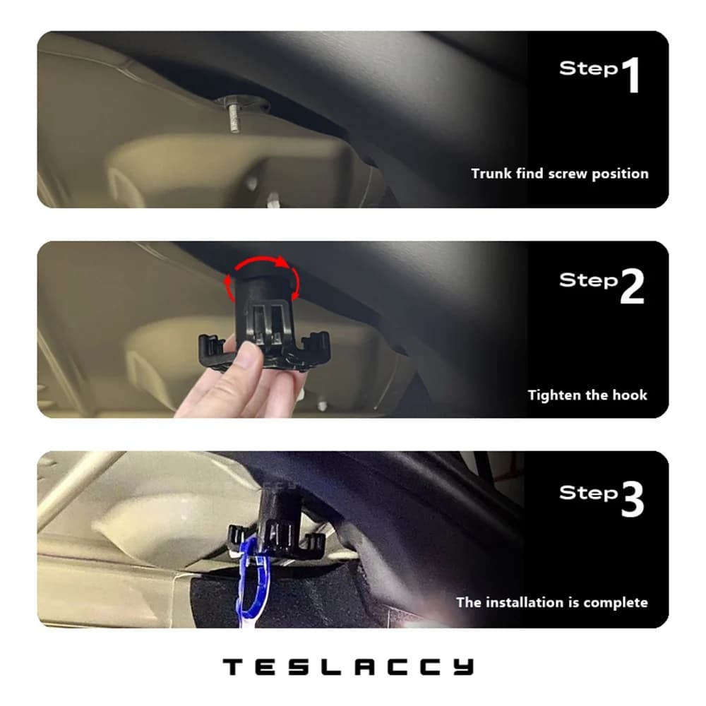 Crochet de coffre pour Tesla Model 3, crochet de sac d'épicerie, pendentif de voiture, accessoires, compartiment à bagages, crochet de sac à gants, 2023 2022 2021