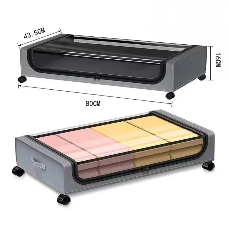 Boîte de rangement sous le lit avec roulettes, organisateur multifonctionnel sous le lit pour vêtements, couettes, chaussures, rangement de chambre à coucher