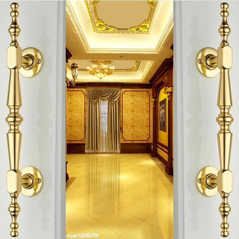 Porte coulissante en bois massif doré européen, poignée de porte de garde-robe, boutons de poignée de tiroir d'armoire, conception de quincaillerie