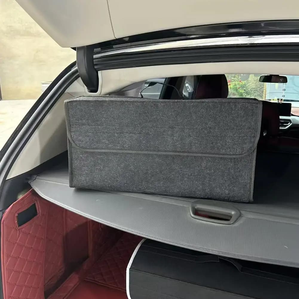 Organisateur de coffre de voiture, boîte de rangement, sac de rangement en feutre de grande capacité, organisateur de coffre pliable et portable, outil pour accessoires de rangement de voiture