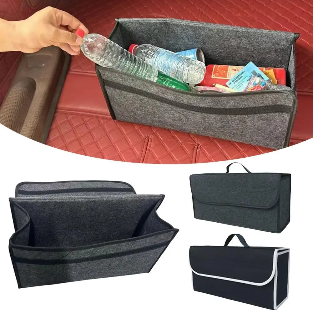 Organisateur de coffre de voiture, boîte de rangement, sac de rangement en feutre de grande capacité, organisateur de coffre pliable et portable, outil pour accessoires de rangement de voiture