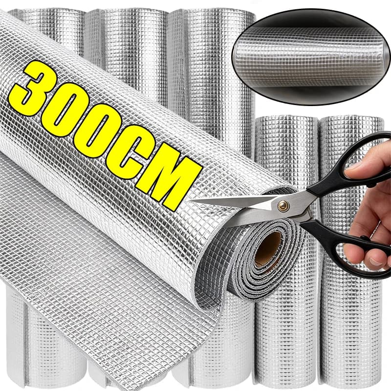Pour fenêtres, VR, portes de garage, tuyaux, toits, 1 rouleau de 50x300cm, isolation en coton réfléchissant double face en feuille d'aluminium, idéal