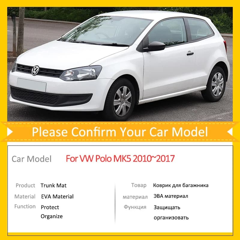 Polymères de coffre de voiture pour Volkswagen VW Polo, 6R, 6C, 61, Mk5, 2010 ~ 2017, accessoires Cargo Boot Pad, protecteur, OligWaterproof, tapis, doublure