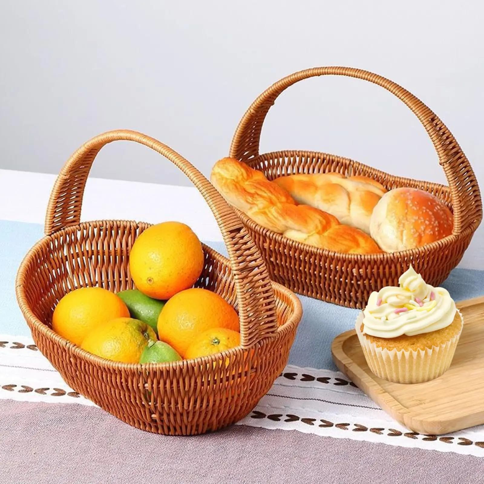 Panier de rangement tissé à la main, panier de courses, panier de pique-nique, idéal pour la plage, le shopping, la randonnée et la cuisine