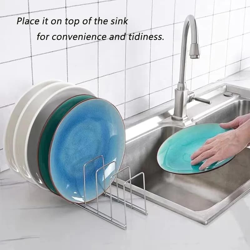 Égouttoir à vaisselle de cuisine en acier inoxydable pour plan de travail, support de rangement pour bols et assiettes, gain de place