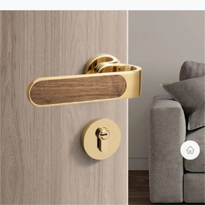 Serrure de porte universelle en métal à poignée en bois, silencieuse, pour usage domestique, sécurité pour salon, accessoires de quincaillerie de porte