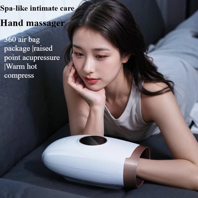Masseur de mains électrique 360 °   Pression d'air pétrissage relaxant la paume de l'articulation du doigt du poignet avec presse d'enveloppe d'airbag thermique pour soulager les mains