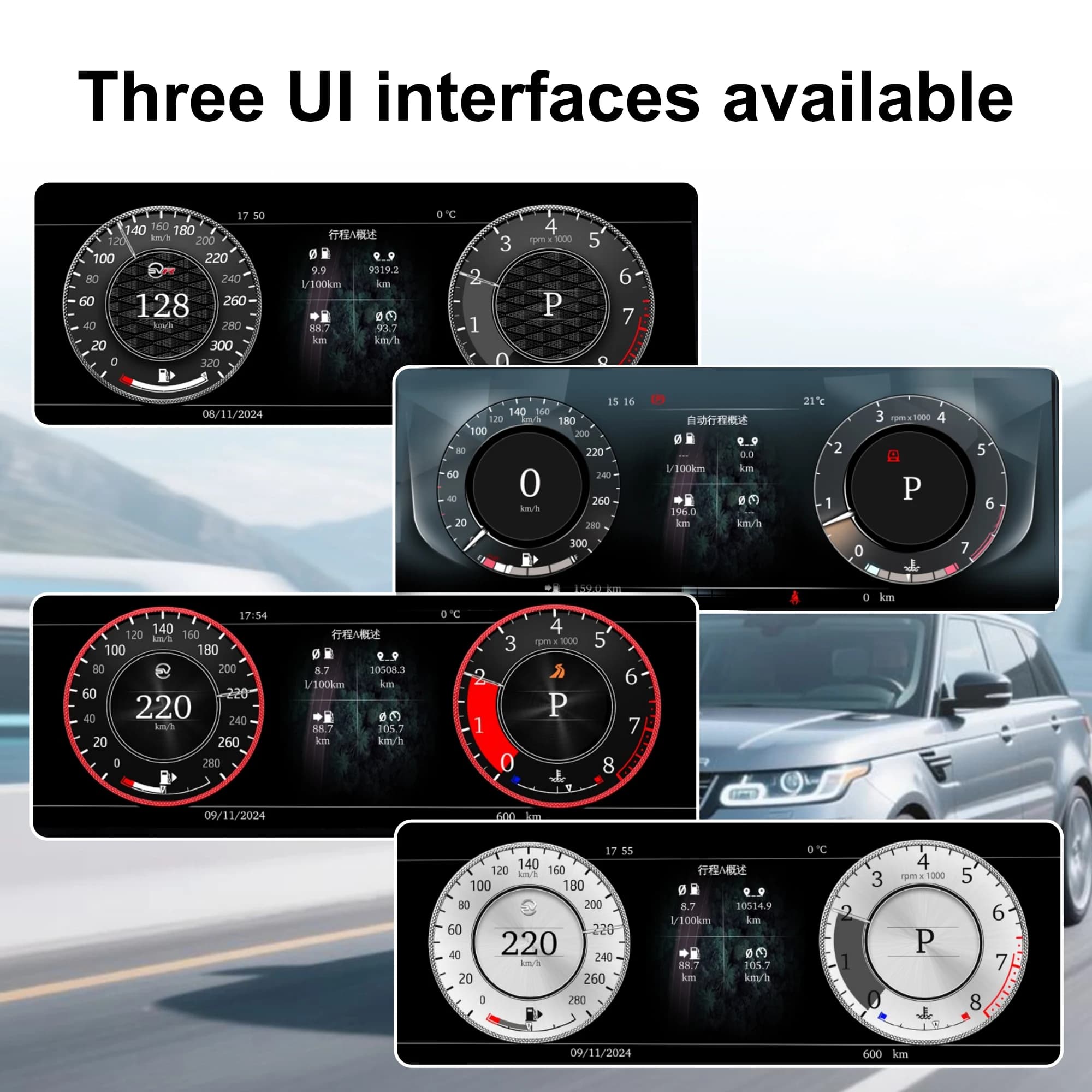 Tableau de bord numérique de 12,3 pouces pour Range Rover Sport (2014-2017) Executive (2013-2016) Compteur de vitesse iOS CarPlay