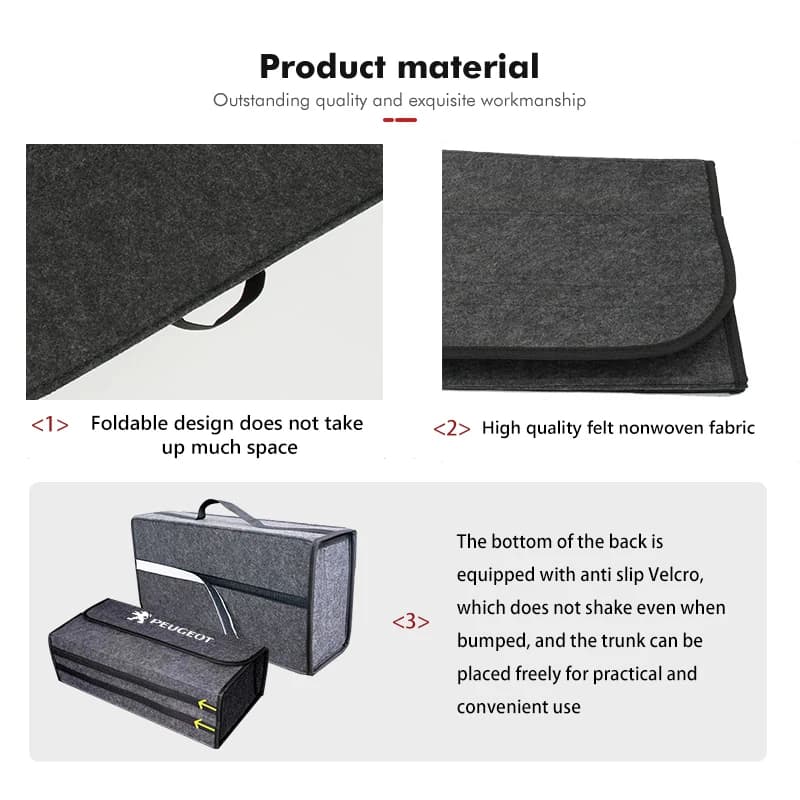 Boîte de rangement universelle pour coffre de voiture, sac de rangement de voyage Portable pour Peugeot GT Line 208 301 308 408 508 607 2008 3008 4008 5008
