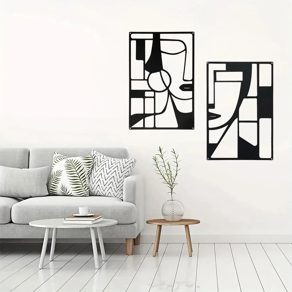Art mural abstrait en métal - Facile à installer, géométrique, lignes, formes, artistique, chambre à coucher, artisanat du fer, décoration artisanale