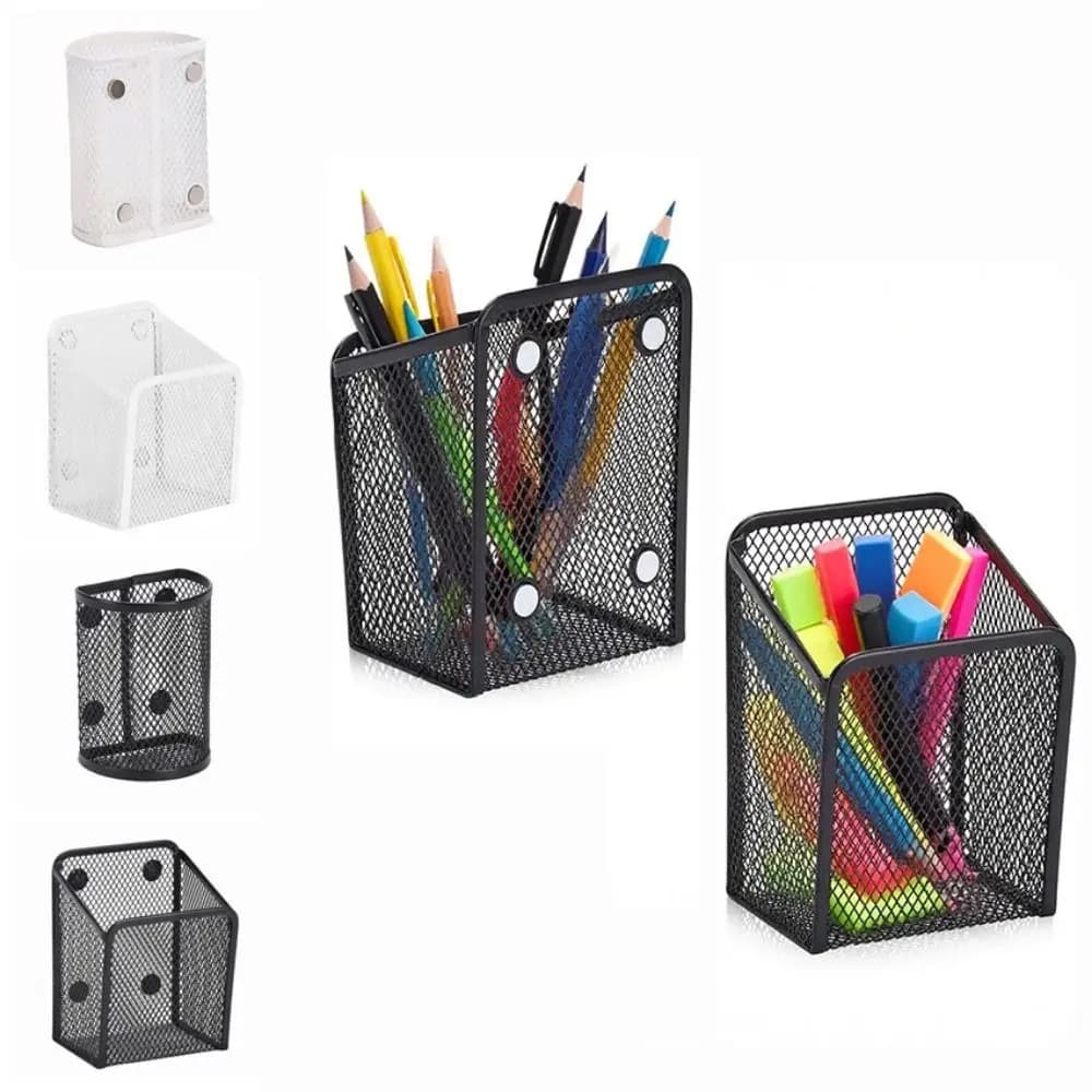 Boîte de rangement magnétique grande capacité, panier de rangement magnétique en maille avec aimants puissants, organisateur de fichiers, conteneur pour pinceaux de maquillage