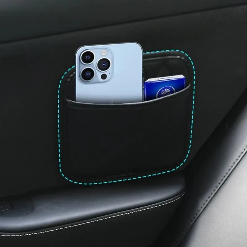 Pochette de rangement pour voiture en cuir PU, sac auto-adhésif pour articles divers, accessoires universels pour l'intérieur de la voiture, pochette de rangement pour tous les véhicules