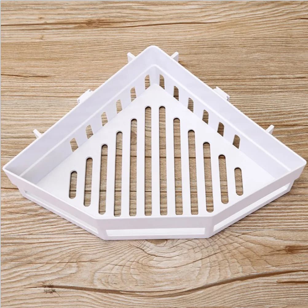 Support de rangement mural pour salle de bain, étagère d'angle, panier triangulaire en plastique blanc, organisateur, panier de douche pour comptoir de salle de bain bien rangé