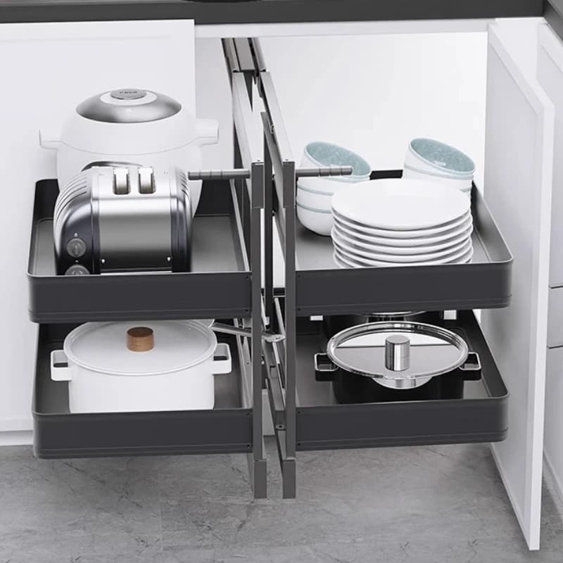 Panier de traction d'angle, supports de rangement réglables, Organization de vaisselle de cuisine, paniers de rangement modernes, accessoires pour la maison