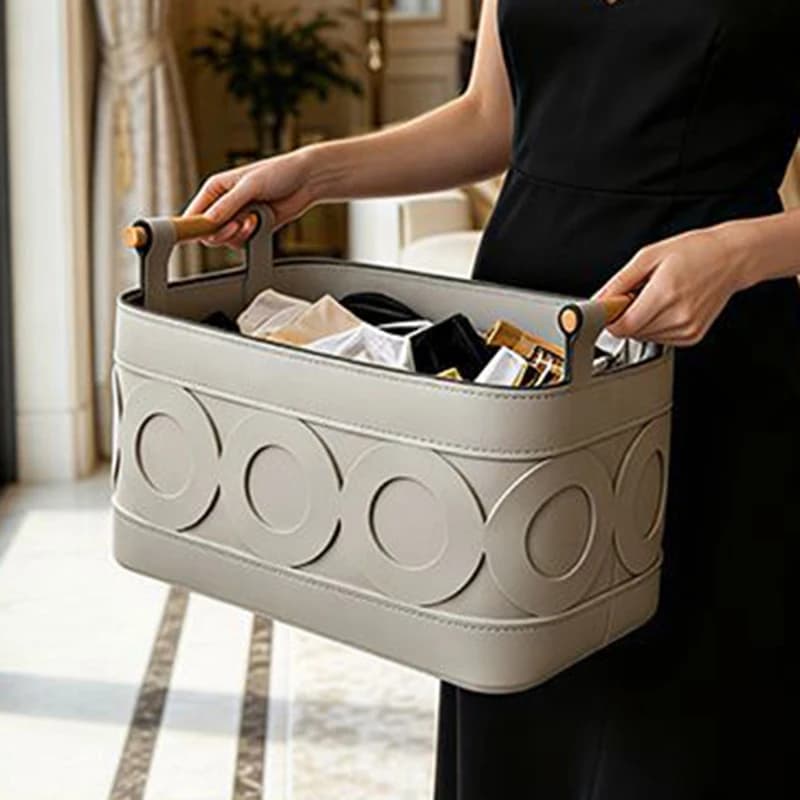 Paniers de rangement en cuir grande capacité – Organisateur pour salon, chambre, armoire – Organisation des articles ménagers