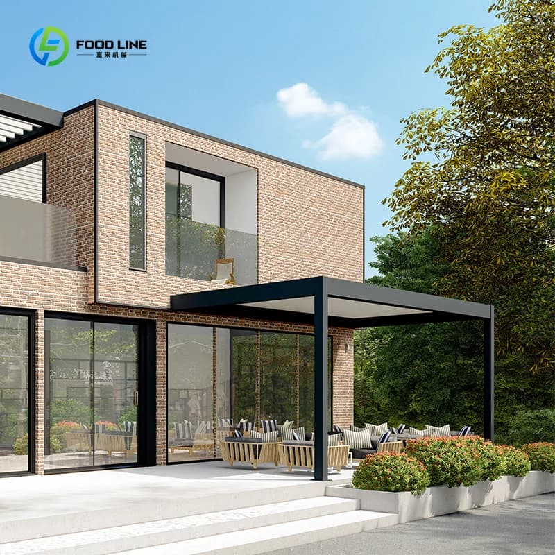 Pergola en aluminium couleur personnalisée, thermolaquée avec écran pour abri de voiture et ombrage de jardin sur mesure
