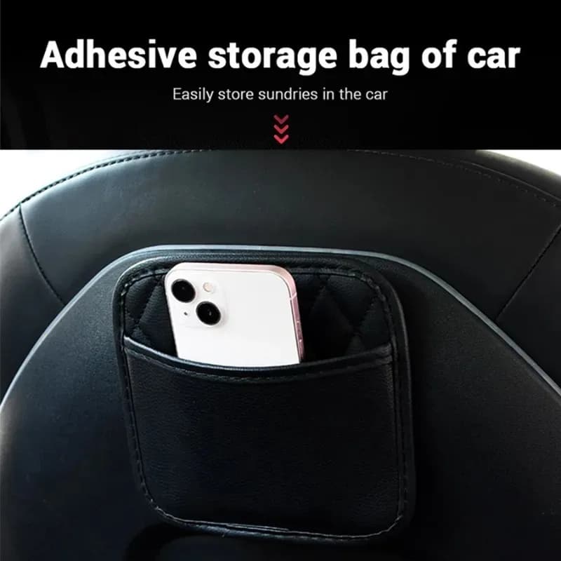 Pochette de rangement pour voiture en cuir PU, sac auto-adhésif pour articles divers, accessoires universels pour l'intérieur de la voiture, pochette de rangement pour tous les véhicules