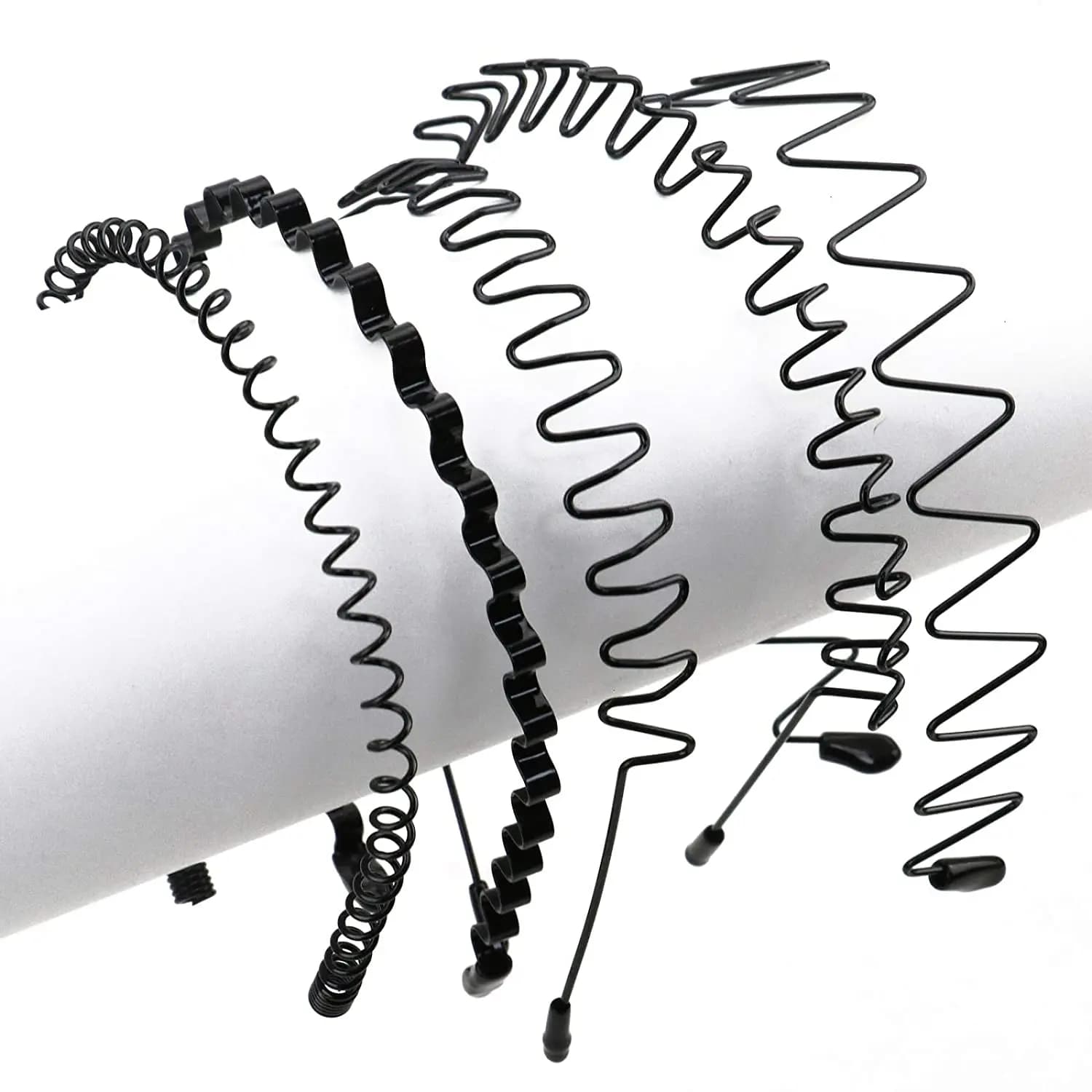 Bandeau Cheveux Métallique Tendance pour Hommes et Femmes, Unisexe, Noir Ondulé, Serre-tête Sportif, Accessoire Cheveux