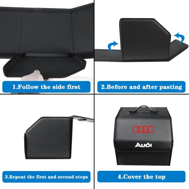 Sac de rangement pour coffre de voiture Audi, boîte de camping en cuir pliable pour Audi Sline A2 A3 A4 A5 A6 A7 A8 B9 B6 C6 Q2 Q3 Q4 Q5 Q6 Q7 Q8 TT