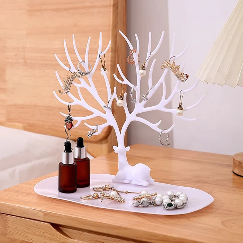 Présentoir à bijoux, plateau, supports de rangement d'arbre, boucles d'oreilles, colliers, bagues, boîtes à bijoux, étui organisateur de bureau, support de maquillage, décor