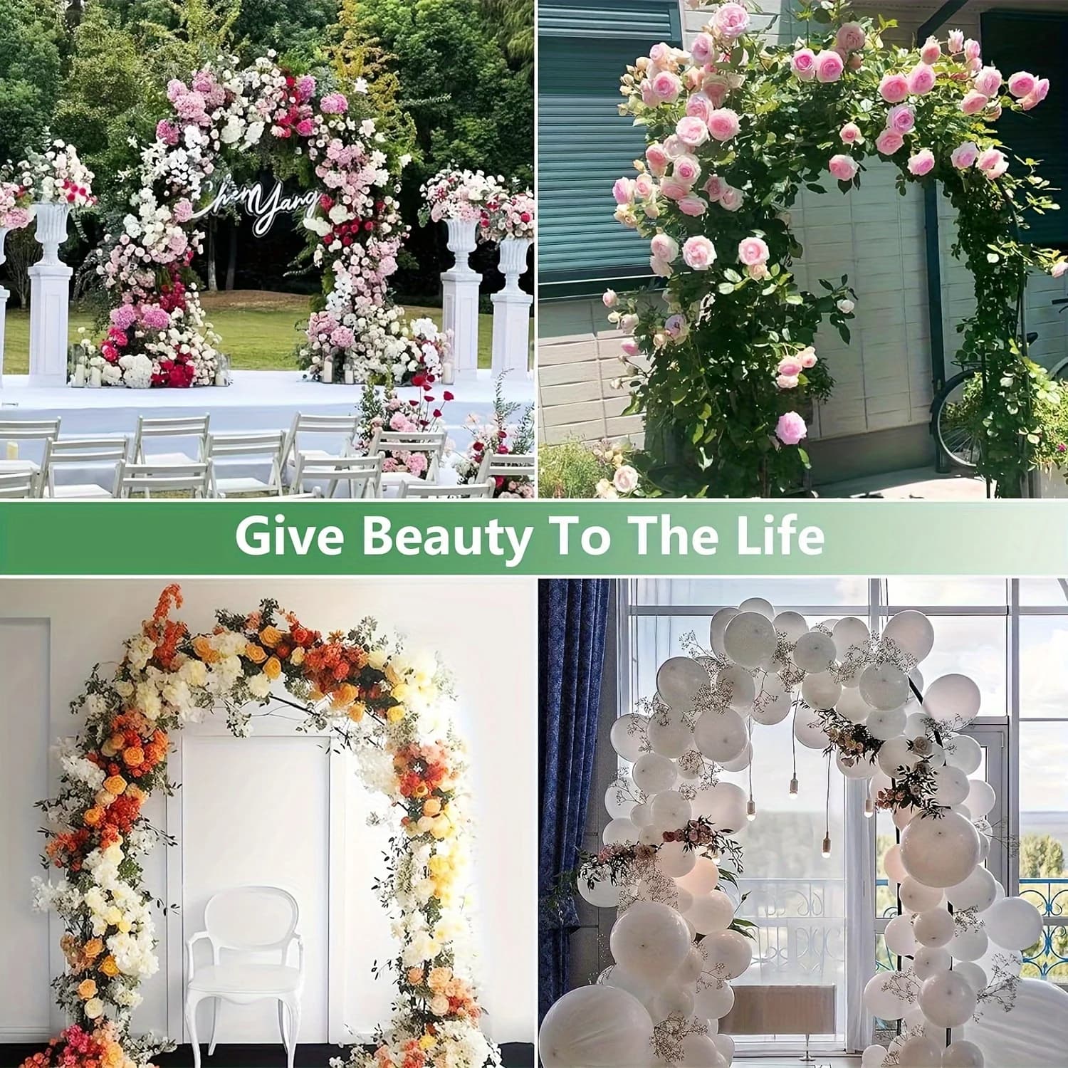 Arche de jardin en métal, structure en fer robuste et haute, pavillon de cour, support pour plantes grimpantes et roses, décoration de mariage, support à fleurs