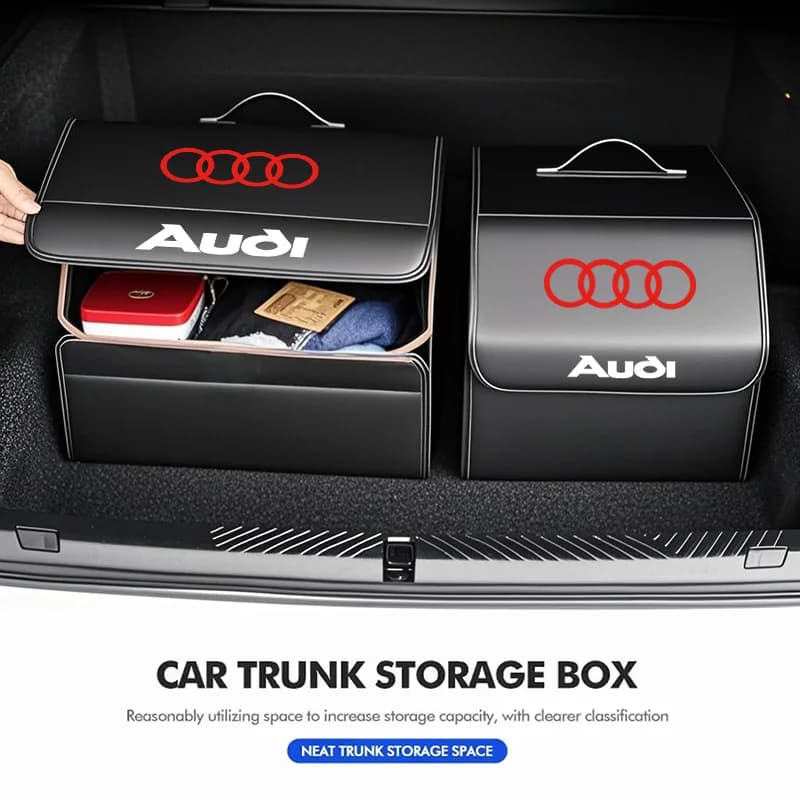 Sac de rangement pour coffre de voiture Audi, boîte de camping en cuir pliable pour Audi Sline A2 A3 A4 A5 A6 A7 A8 B9 B6 C6 Q2 Q3 Q4 Q5 Q6 Q7 Q8 TT