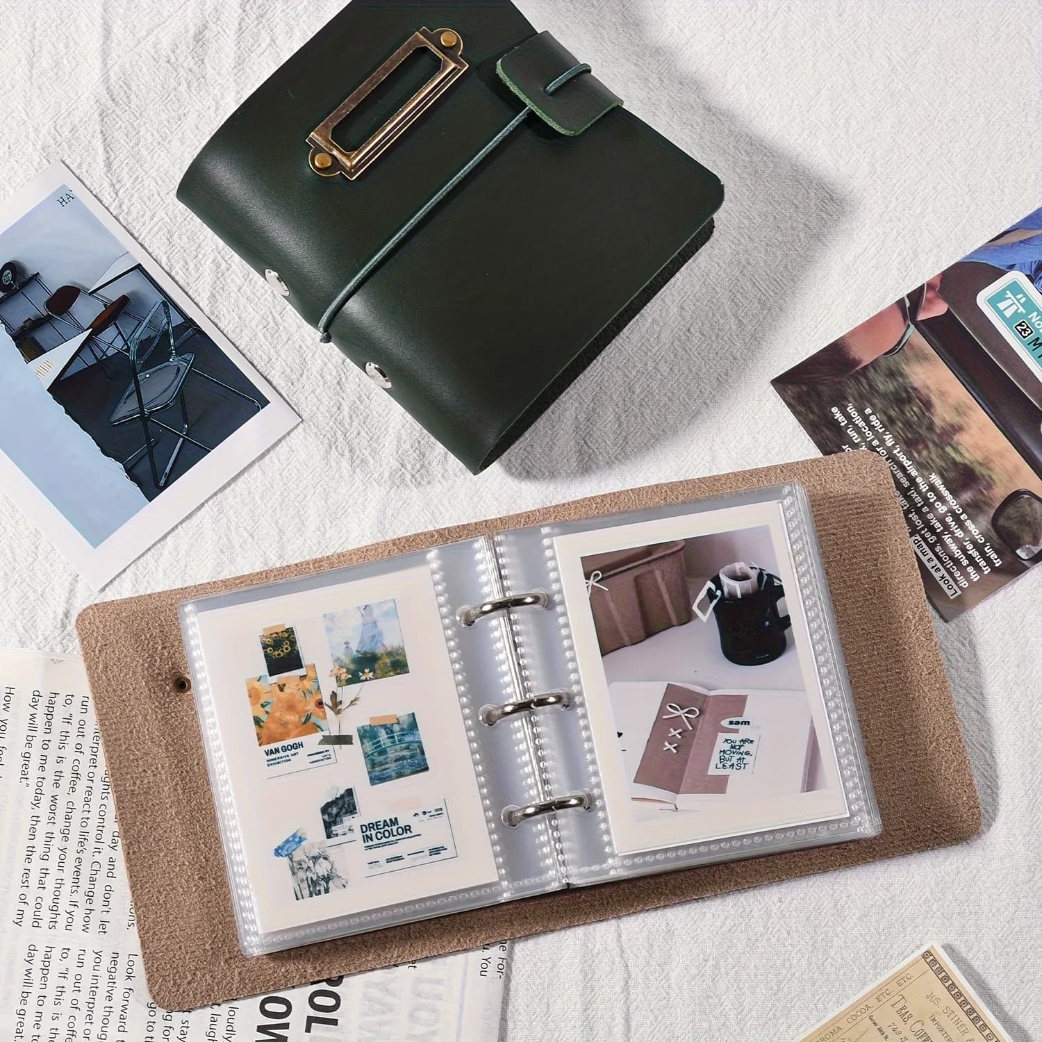 Album photo rétro en cuir, mini album photo Polaroid, livre de souvenirs pour couple, porte-cartes de voyage 1 poche 3 pouces