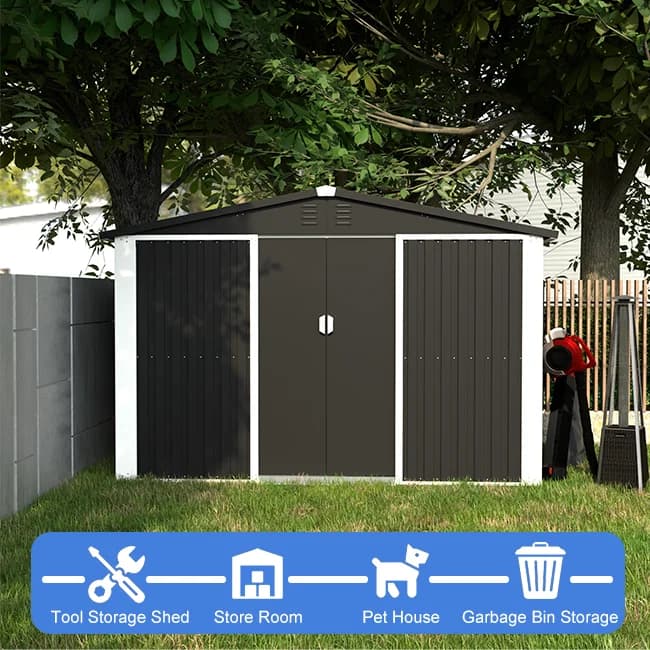 Abri de jardin pour le rangement extérieur, abri de stockage, maison de rangement en acier galvanisé, imperméable, antirouille, anti-rongeurs