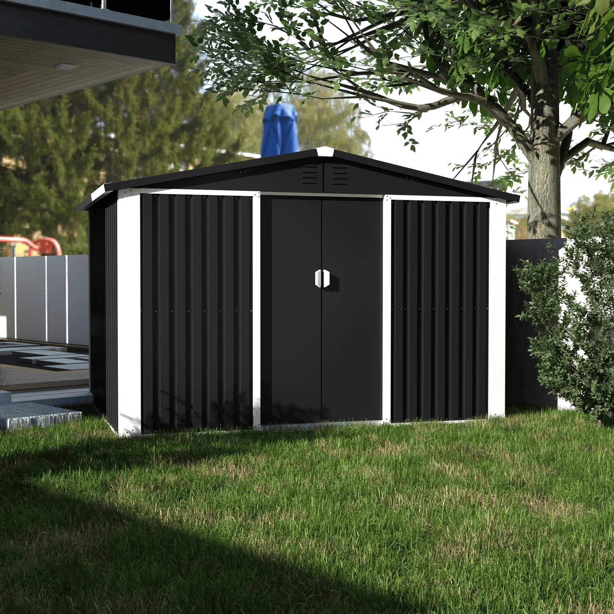 Abri de jardin pour le rangement extérieur, abri de stockage, maison de rangement en acier galvanisé, imperméable, antirouille, anti-rongeurs