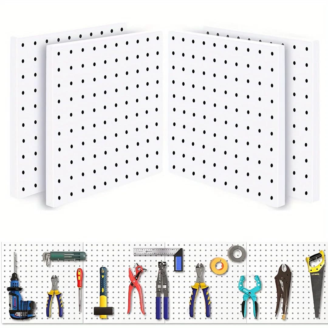 Panneaux perforés muraux en métal noir, 2 pièces, 25cm x 25cm, espacement des trous de 1 pouce, parfaits pour le garage, la cuisine, la salle de bain et le rangement